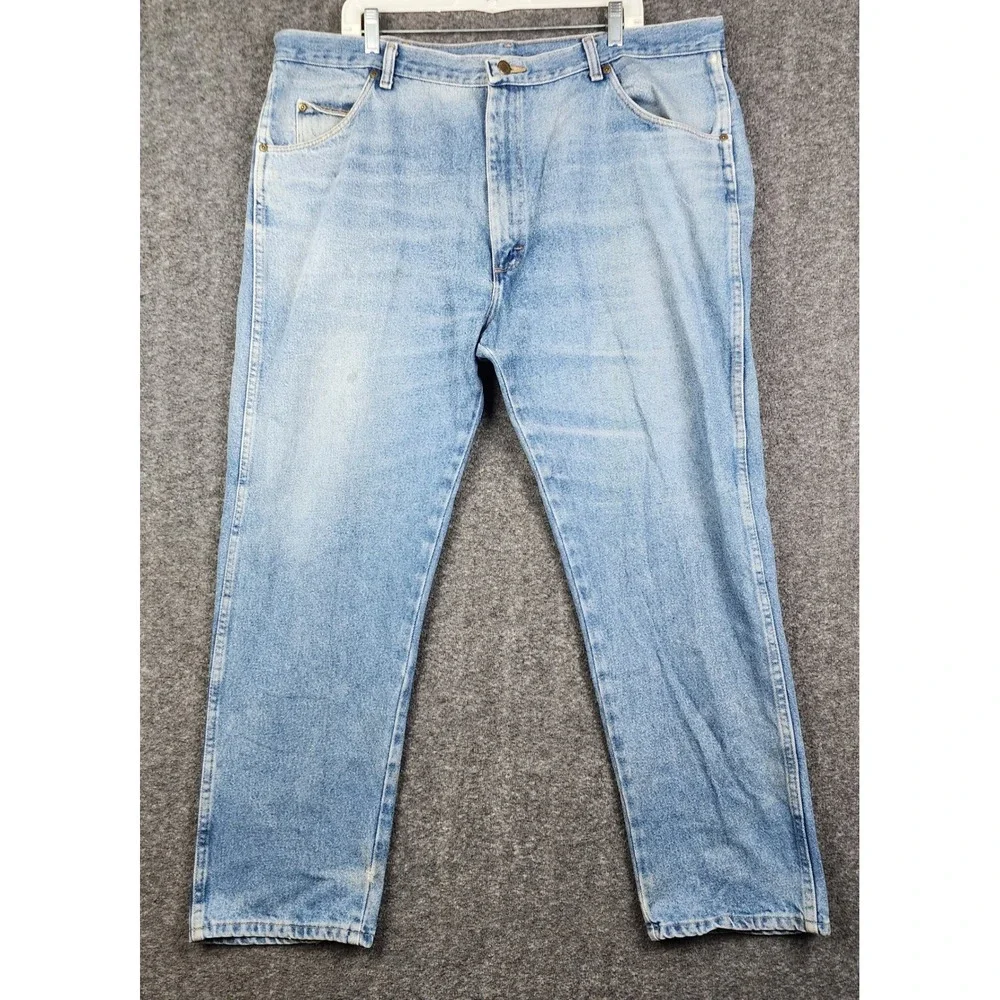 Wrangler Pro Jean Men 42x30 Light‎ Wash Blue Straight Leg High Rise Denim